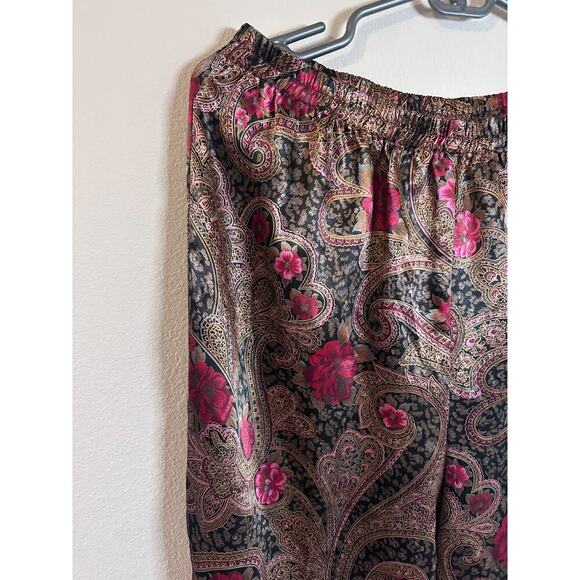 Vintage Small Victoria’s Secret Gold Label Pajama Set Satin Paisley Red Gold - Picture 8 of 10